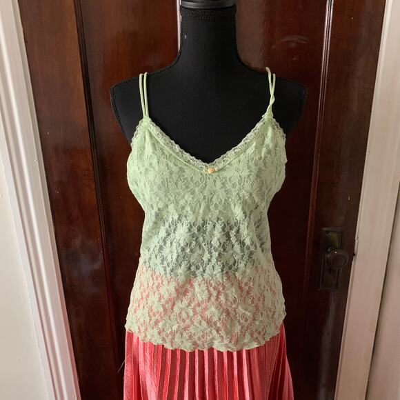 Y2K Vintage Light Green Lace Secret Treasures Camisole Sweetheart Flower MEDIUM - Picture 9 of 10